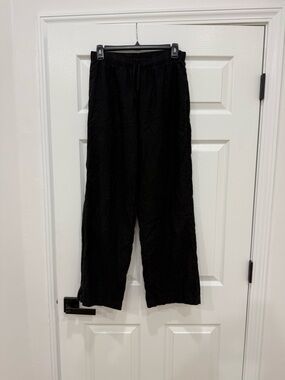 Aritzia The Group Black Drawstring Wide-Leg Pants- Saratoga linen pants